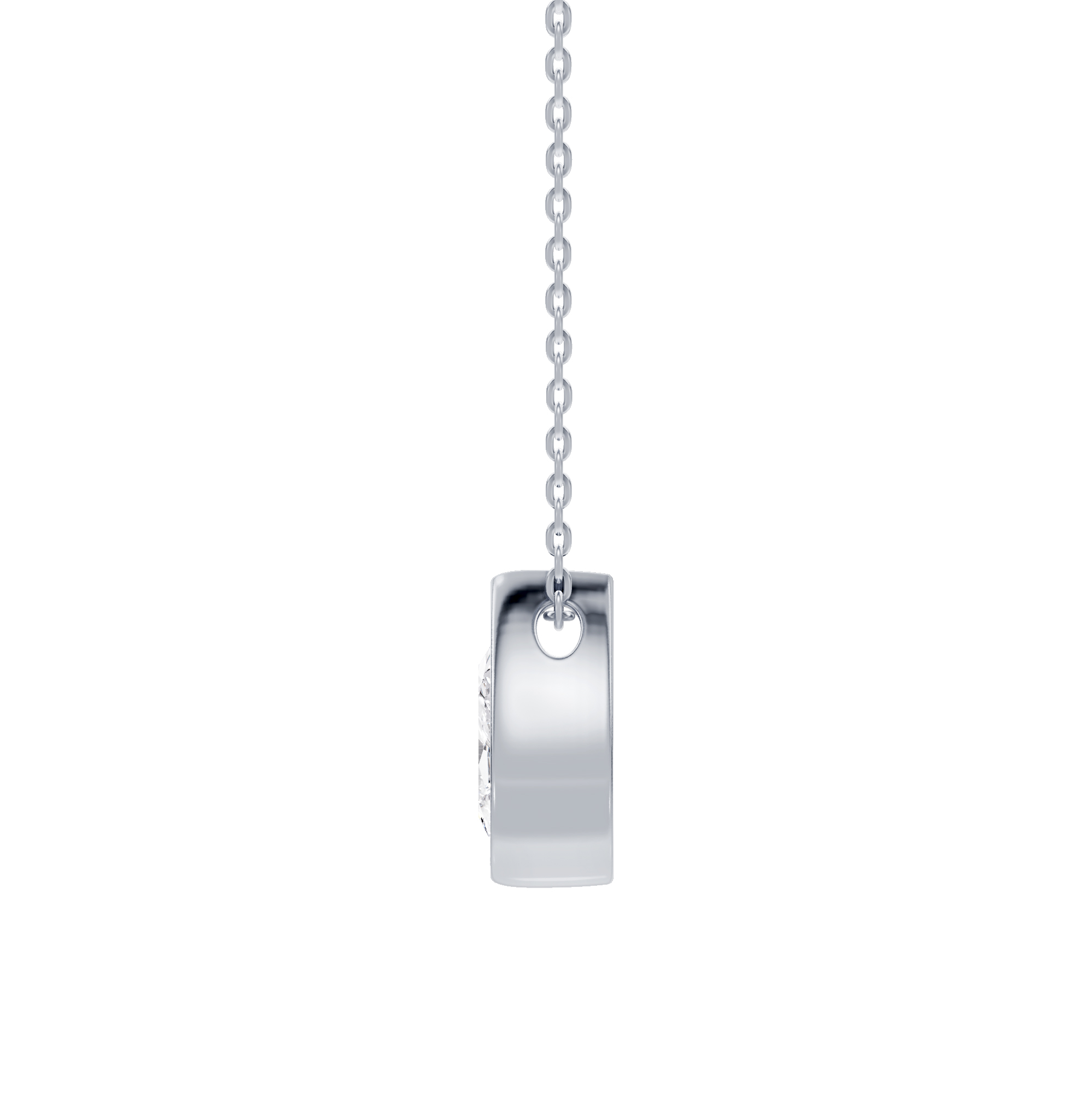 14K White Gold Floating Pear Lab Diamond Bezel Pendant